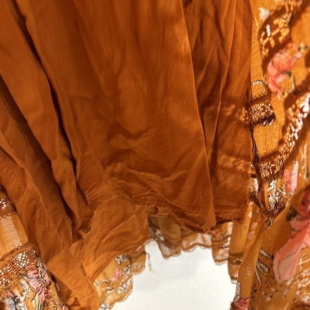 Free People 90s Revival Floral Boho Chic Babydoll Dress Hi-Low Adjustable Waist - Picture 7 of 13